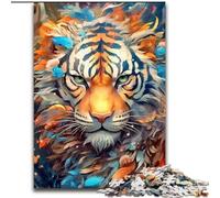 Rompecabezas de 1000 Piezas para Adultos, Coloridos Tigres de Madera, Navidad y Año Nuevo, Regalo navideño de 50x75cm para Fiestas, cumpleaños y Noches de Juegos Familiares