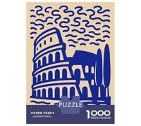 Rompecabezas De 1000 Piezas para Adultos Colosseum Illustration in Blue and Beige Rompecabezas para Adultos Juguete Decoración De Pared Desafío Difícil Diversión Actividades En Casa, 38x26cm/1000pcs