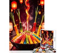 Rompecabezas de 1000 Piezas para Adultos Comida asiática Colorida con Fuego decoración del hogar Juguetes Ideas de Regalos Juego Familiar con Piezas de Formas aleatorias Totalmente entrelazadas