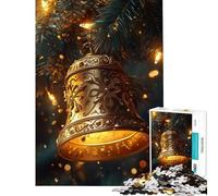 Rompecabezas de 1000 Piezas para Adultos con Adorno de Campana navideña Dorada Divertidas Actividades en casa Juego difícil e Imposible Apto para Mayores de 14 años 38x26cm