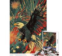 Rompecabezas de 1000 Piezas para Adultos con águila Calva patriótica Juego Imposible Carrera de Velocidad Manual Juguetes antiestrés cumpleaños y Navidad (38x52cm)