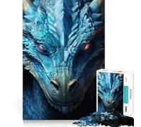 Rompecabezas de 1000 Piezas para Adultos con Cabeza de dragón Azul,diseño de Corte Fino,Juego de concentración Mental,Juego para Momentos de Tranquilidad,Actividad de cumpleaños 38x26cm