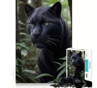 Rompecabezas de 1000 Piezas para Adultos con Cara de Jaguar Negro,Ajuste, Juego de ingenio,Regalo Ideal para Relajarse y divertirse en cumpleaños 38x52cm