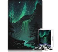 Rompecabezas de 1000 Piezas para Adultos con Cascada Brillante de Auroras, Juego de Aprendizaje de Pensamiento estratégico, Regalo Ideal para Cualquier Evento, tamaño 50x75cm