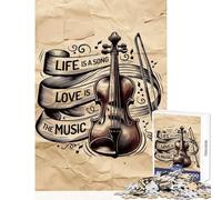 Rompecabezas de 1000 Piezas para Adultos con Cita Musical de violín Juego práctico para Toda la Familia Juguetes antiestrés para una reducción del estrés (26x38cm)