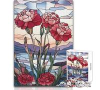 Rompecabezas de 1000 Piezas para Adultos, con claveles de vidrieras, Ideal para familias y Juegos, Divertido y Divertido (38x26cm)