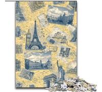 Rompecabezas de 1000 Piezas para Adultos con Collage de Sellos de París, divertirse en Familia en Navidad, Acción de Gracias, cumpleaños y Pascua, 50x75cm