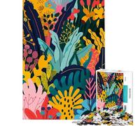 Rompecabezas de 1000 Piezas para Adultos con Coloridas Ilustraciones Minimalistas de follaje Tropical Estilo Boho Juego desafiante Juguete Educativo decoración de Pared Excelentes Regalos y Juguetes