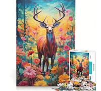 Rompecabezas de 1000 Piezas para Adultos con Coloridos Ciervos de la Fauna Silvestre, Ideal para armar, Pasar el Tiempo en casa, cumpleaños 38x26cm
