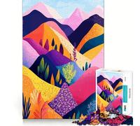 Rompecabezas de 1000 Piezas para Adultos con Coloridos diseños Abstractos de colinas onduladas y cordilleras,Arte Minimalista,Corte Impecable,Juego de concentración,Regalo Ideal para cumpleaños