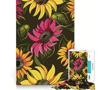 Rompecabezas de 1000 Piezas para Adultos con Coloridos Girasoles,diseño de Bordes, Ideal para ejercitar la Mente,como Regalo o Actividad Informal de cumpleaños (38x26cm)