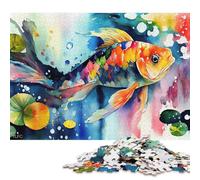 Rompecabezas de 1000 Piezas para Adultos con Coloridos Peces koi. Rompecabezas Cuadrados creativos para Adultos, Ideales para la decoración del hogar (75x50cm).