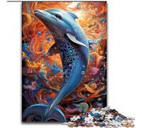 Rompecabezas de 1000 Piezas para Adultos con Delfines de Colores, Hecho de Madera, Ideal para Regalar en Familia 50x75cm, para Fiestas, cumpleaños y Noches de Juegos en Familia