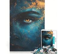 Rompecabezas de 1000 Piezas para Adultos con diseño Abstracto de Galaxia y Rostro en Azul Juegos Divertidos y desafiantes para completar, Que fomentan el Amor Entre Parejas 50x75cm
