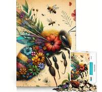 Rompecabezas de 1000 Piezas para Adultos con diseño de Abeja Vintage,Arte de Corte Fino,Juego de ingenio,Regalo para Momentos de Tranquilidad,Regalo Divertido de cumpleaños (38x26cm)
