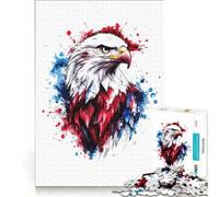 Rompecabezas de 1000 Piezas para Adultos con diseño de águila Americana en Acuarela Juego práctico Que Mejora la Memoria Toda la Familia 38x52cm
