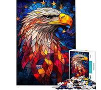 Rompecabezas de 1000 Piezas para Adultos con diseño de águila en vidriera Juegos Divertidos y Regalos Originales para Amigos y Familiares (tamaño 38x26cm)