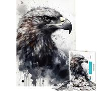 Rompecabezas de 1000 Piezas para Adultos con diseño de águila Tinta Negra Juegos relajantes Juguetes adictivos para Cultivar la Paciencia Regalos de cumpleaños decoración de Pared (tamaño 50x75cm)