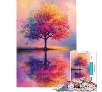 Rompecabezas de 1000 Piezas para Adultos con diseño de árbol Colorido y Reflejo Difícil y desafiante Juguete Educativo para Mayores de 14 años Juego de Rompecabezas Incluido (38x52cm)