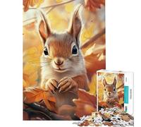 Rompecabezas de 1000 Piezas para Adultos con diseño de Ardilla otoñal Rompecabezas relajantes para Adultos Ideal para Decorar el hogar Toda la Familia (tamaño 38x26cm)