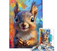 Rompecabezas de 1000 Piezas para Adultos con diseño de Ardilla Sonriente Juego Relajante para Adultos Decoración Interacción Entre Padres e Hijos (Tamaño 38x52cm)