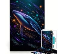 Rompecabezas de 1000 Piezas para Adultos con diseño de Ballena neón en Las Profundidades Marinas Un desafío Mental para armar con un patrón de Escape Tranquilo Regalo Ideal para Navidad (50x75cm)