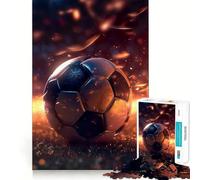 Rompecabezas de 1000 Piezas para Adultos con diseño de balón de fútbol en Llamas Ideal para ejercitar la Mente,divertirse y Pasar un Buen rato Navidad (50x75cm)