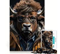 Rompecabezas de 1000 Piezas para Adultos con diseño de Bisonte,articulaciones precisas,Divertido e Inteligente Regalo Ideal para Disfrutar de un Momento de Paz y para Decorar cumpleaños (38x26cm)