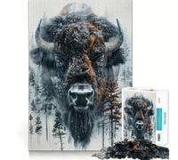 Rompecabezas de 1000 Piezas para Adultos con diseño de Bisonte,Bordes Lisos,Ideal para Jugar,concentrarse y Construir Un Juego Relajante para Momentos de Tranquilidad Escena navideña Arte (50x75cm)