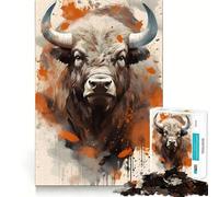 Rompecabezas de 1000 Piezas para Adultos con diseño de Bisonte,Pintura de Animales,Arte de Corte preciso,Juguete Creativo para desarrollar la Creatividad,Juego para el Tiempo Libre,Regalo Relajante