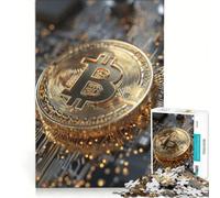 Rompecabezas de 1000 Piezas para Adultos con diseño de Bitcoin en una Placa de Circuito Impreso Juguetes para armar, Actividades Divertidas en casa y para Fortalecer el Amor en Pareja 38x52cm