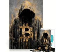 Rompecabezas de 1000 Piezas para Adultos con diseño de Bitcoin,Sudadera con Capucha,Arte Abstracto,Corte sin Costuras,Juego Divertido para Pensar,Juego Casual, (38x52cm)