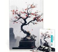 Rompecabezas de 1000 Piezas para Adultos con diseño de bonsái,estética Japonesa,Corte preciso,Divertido,Que estimula el Pensamiento lógico y el Tiempo Libre,con Escena navideña 38x52cm