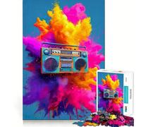 Rompecabezas de 1000 Piezas para Adultos con diseño de Boombox,explosión Colorida,decoración Elegante y Divertida,Juego cognitivo,Juego de la Paz,Actividad de cumpleaños 38x26cm