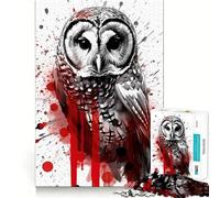 Rompecabezas de 1000 Piezas para Adultos con diseño de búho barrado Pintado a Tinta,Arte de Bordes precisos,Juego de ingenio,Regalo Ideal para Pasar un rato Agradable,Regalo Divertido de Navidad