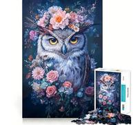 Rompecabezas de 1000 Piezas para Adultos con diseño de búho y Corona Floral, Juguete para ejercitar la Mente, antiestrés y decoración de Pared (38x26cm)