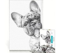 Rompecabezas de 1000 Piezas para Adultos con diseño de Bulldog francés Curioso, bolígrafo y Tinta, Juego Educativo, Mejora la Memoria, cumpleaños y Navidad 50x75cm