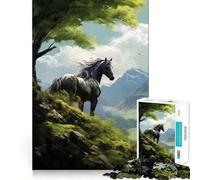 Rompecabezas de 1000 Piezas para Adultos con diseño de Caballo Negro Salvaje Juego de Memoria y concentración Diseño Compacto y sin Espacios Diversión Garantizada para Toda la Familia (38x26cm)