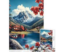 Rompecabezas de 1000 Piezas para Adultos con diseño de cabaña en un Lago de montaña Juego de ingenio Educativo para el Aprendizaje y la decoración del hogar Juguete Interesante para Reducir el estrés