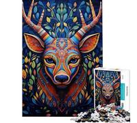 Rompecabezas de 1000 Piezas para Adultos con diseño de Cabeza de venado Arte Huichol Ideal para Decorar la Pared Mejora la Memoria Difícil y desafiante (tamaño 50x75cm)