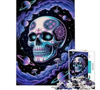 Rompecabezas de 1000 Piezas para Adultos con diseño de Calavera cósmica psicodélica Juegos Divertidos y Regalos Originales para Amigos y Familiares (tamaño 50x75cm)