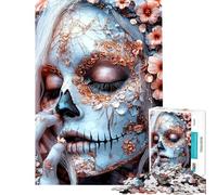 Rompecabezas de 1000 Piezas para Adultos con diseño de Calavera Floral del Día de Muertos Juguetes de Bricolaje para Adultos Decoración de Pared cumpleaños y Navidad (38x26cm)