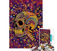 Rompecabezas de 1000 Piezas para Adultos con diseño de Calavera psicodélica Estilo Hippie Ideal para armar Juguetes DIY de Alta dificultad (Tamaño 50x75cm)