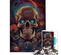 Rompecabezas de 1000 Piezas para Adultos con diseño de Calavera psicodélica Ideal para Juegos Familiares Vacaciones en casa y para Pasar el rato Difícil y desafiante (tamaño 50x75cm)