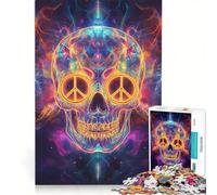 Rompecabezas de 1000 Piezas para Adultos con diseño de Calavera y símbolos de Paz cósmica Juego Imposible Ideal para divertirse en casa y como decoración de Escritorio 50x75cm
