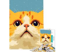Rompecabezas de 1000 Piezas para Adultos con diseño de Cara Curiosa de Gato en Pixel Art Ideal para Juegos educativos y como Juguete antiestrés cumpleaños tamaño 75x50cm