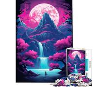 Rompecabezas de 1000 Piezas para Adultos con diseño de Cascada psicodélica y Luna Juego de ingenio Juguetes adictivos para Cultivar la Paciencia Regalo Divertido para Mujeres (tamaño 38x52cm)