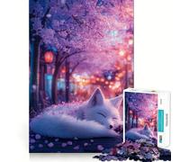 Rompecabezas de 1000 Piezas para Adultos con diseño de cerezos en Flor y Zorros Juego Creativo de Corte preciso Juguete Ideal para Relajarse Regalo navideño Tranquilo (38x26cm)