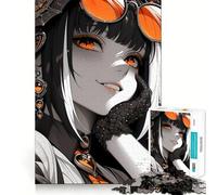 Rompecabezas de 1000 Piezas para Adultos con diseño de Chica Anime con Gafas Naranjas Juego de lógica con Cortes de precisión y Bordes Lisos reuniones Familiares (50x75cm)