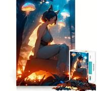 Rompecabezas de 1000 Piezas para Adultos con diseño de Chica Anime en el Bosque susurrante Juego de Memoria Divertido con componentes Resistentes y de Corte Limpio aliviar el estrés